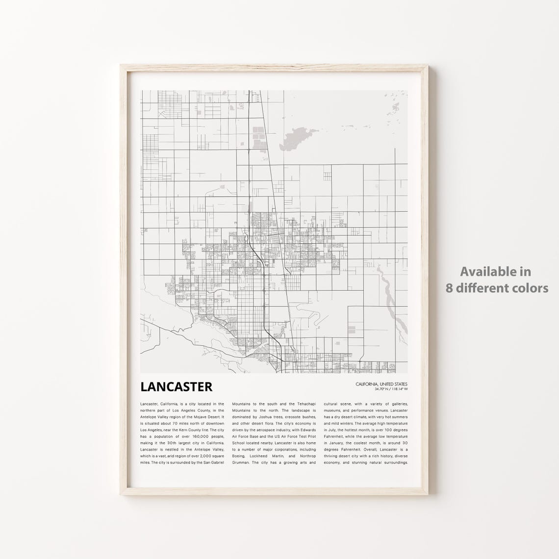 Lancaster Map Print Travel Wall Decor Art Housewarming Gift