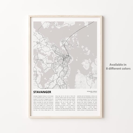 Stavanger Norway Minimalist Street Map Poster for Modern Home Decor