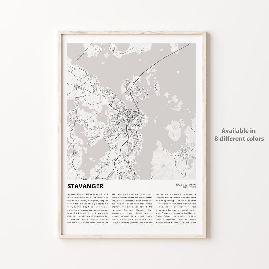 Stavanger Norway Minimalist Street Map Poster for Modern Home Decor