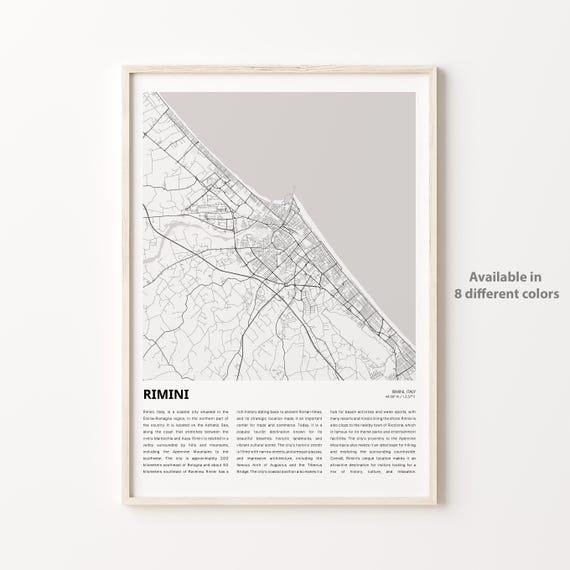 Rimini Italy Adriatic Coast Beach City Street Map Travel Poster