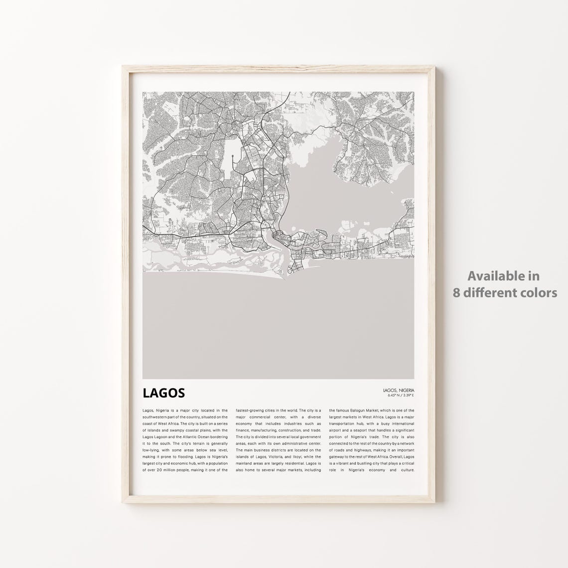 Lagos Map Print Travel Wall Decor Art Housewarming Gift