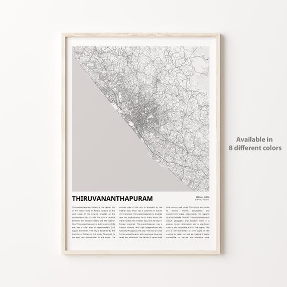 Thiruvananthapuram Kerala India Minimalist City Map Art Poster