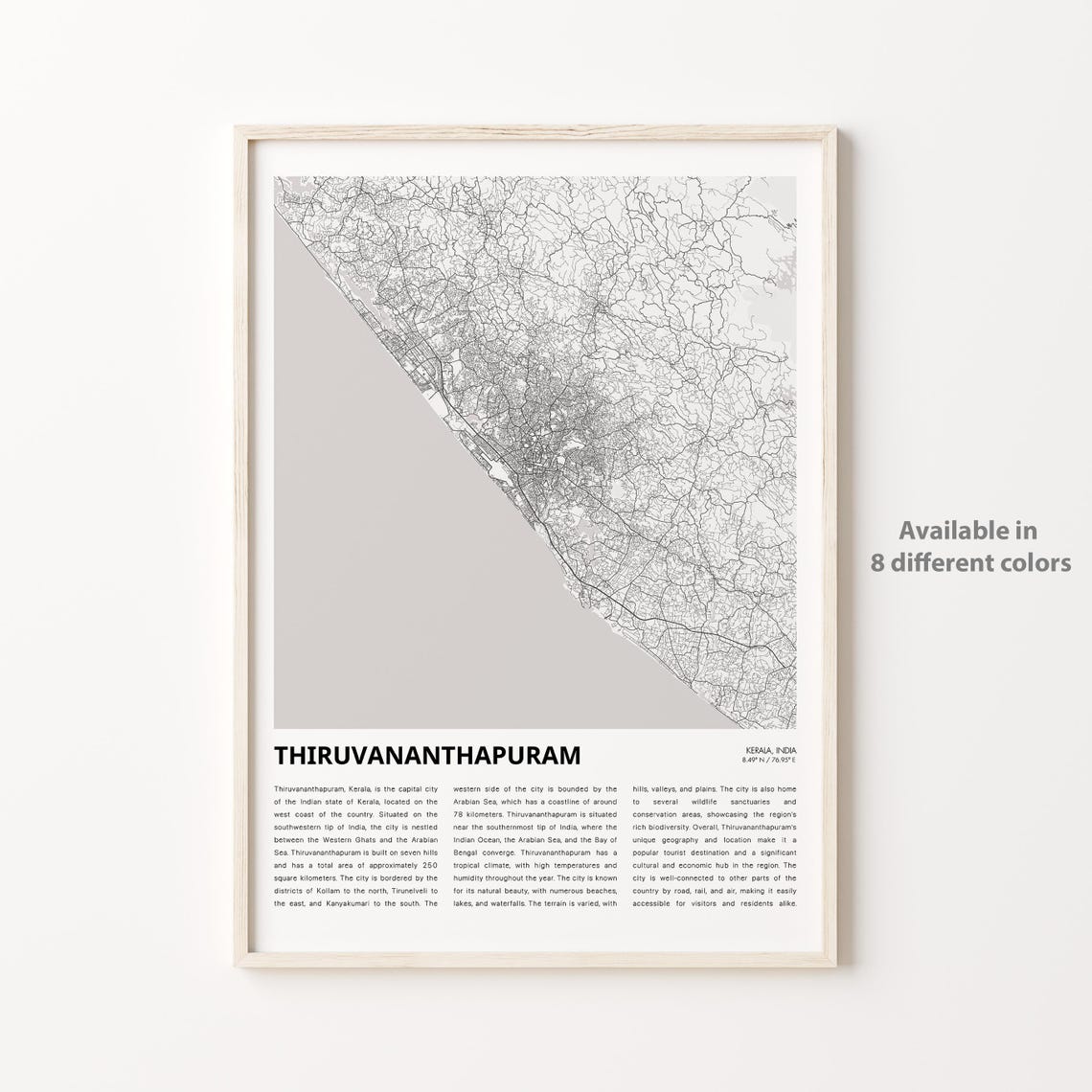 Thiruvananthapuram Kerala India Minimalist City Map Art Poster