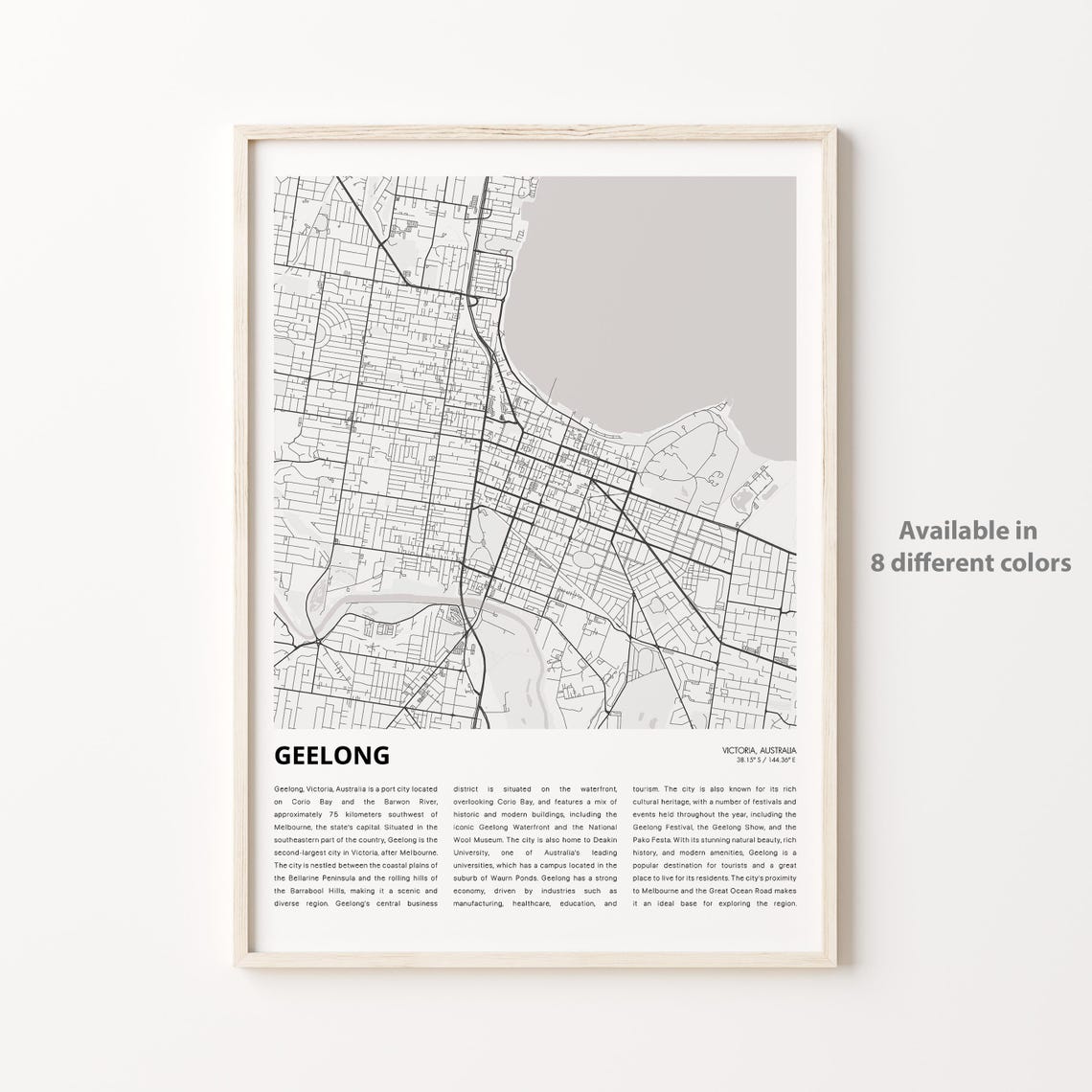 Geelong Map Print Travel Wall Decor Art Victoria Housewarming Gift