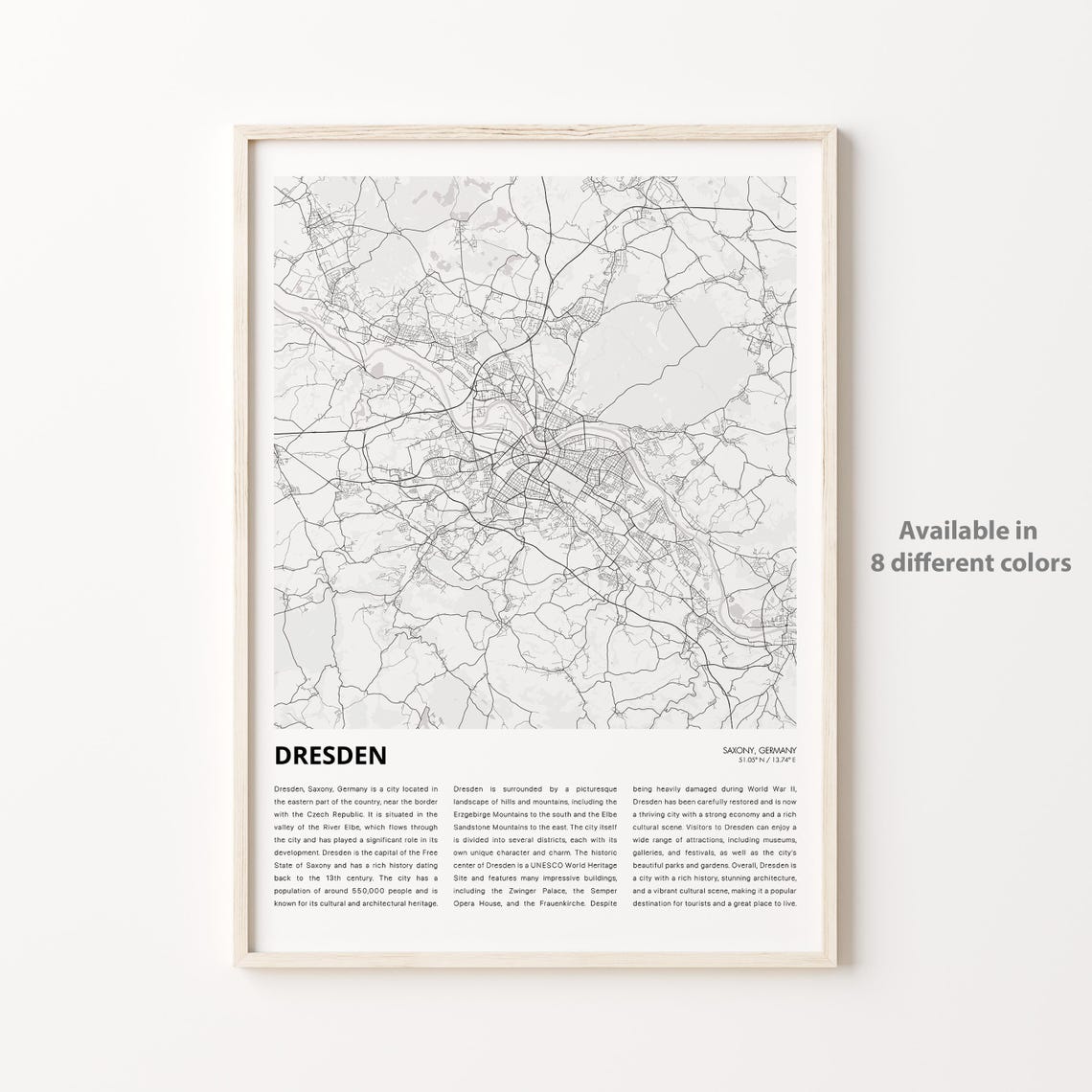 Dresden Map Print Travel Wall Decor Art Saxony Housewarming Gift