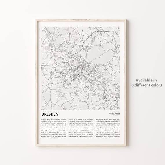 Dresden Map Print Travel Wall Decor Art Saxony Housewarming Gift