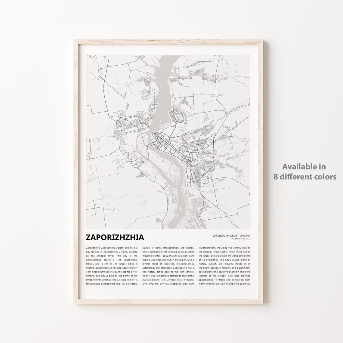 Zaporizhzhia Ukraine Minimalist City Map Travel Wall Decor Poster