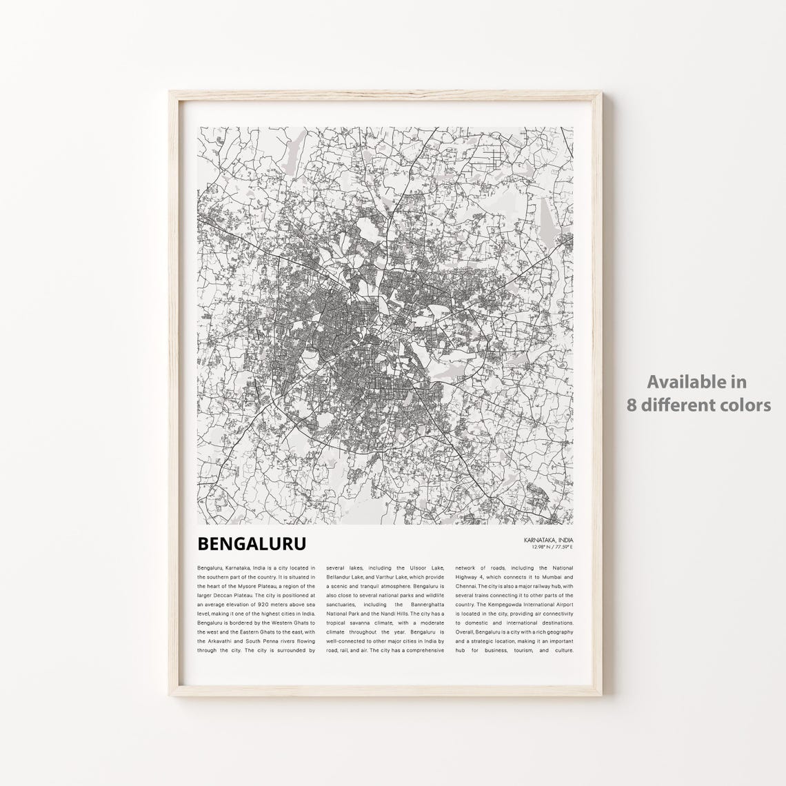 Bengaluru Map Print Travel Wall Decor Art Karnataka Housewarming Gift Personalized