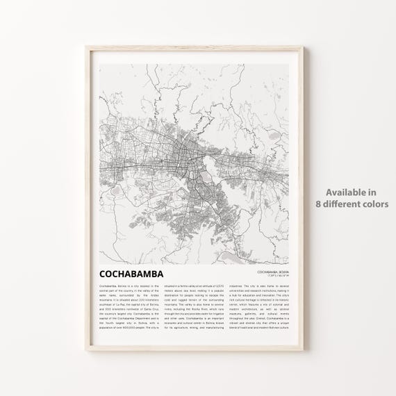 Cochabamba Map Print Travel Wall Decor Art Housewarming Gift