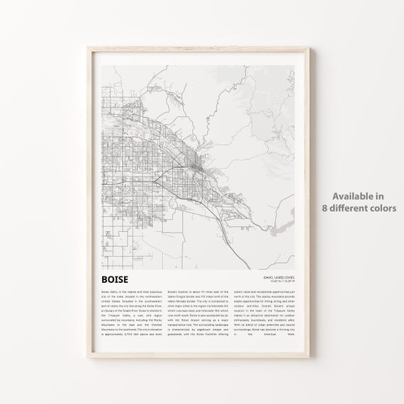 Boise Map Print Travel Wall Decor Art Idaho Housewarming Gift