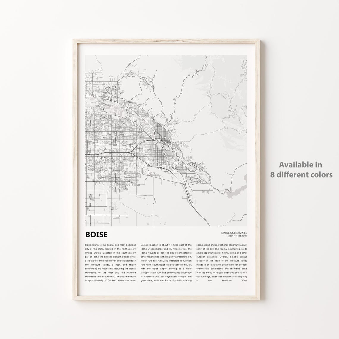 Boise Map Print Travel Wall Decor Art Idaho Housewarming Gift