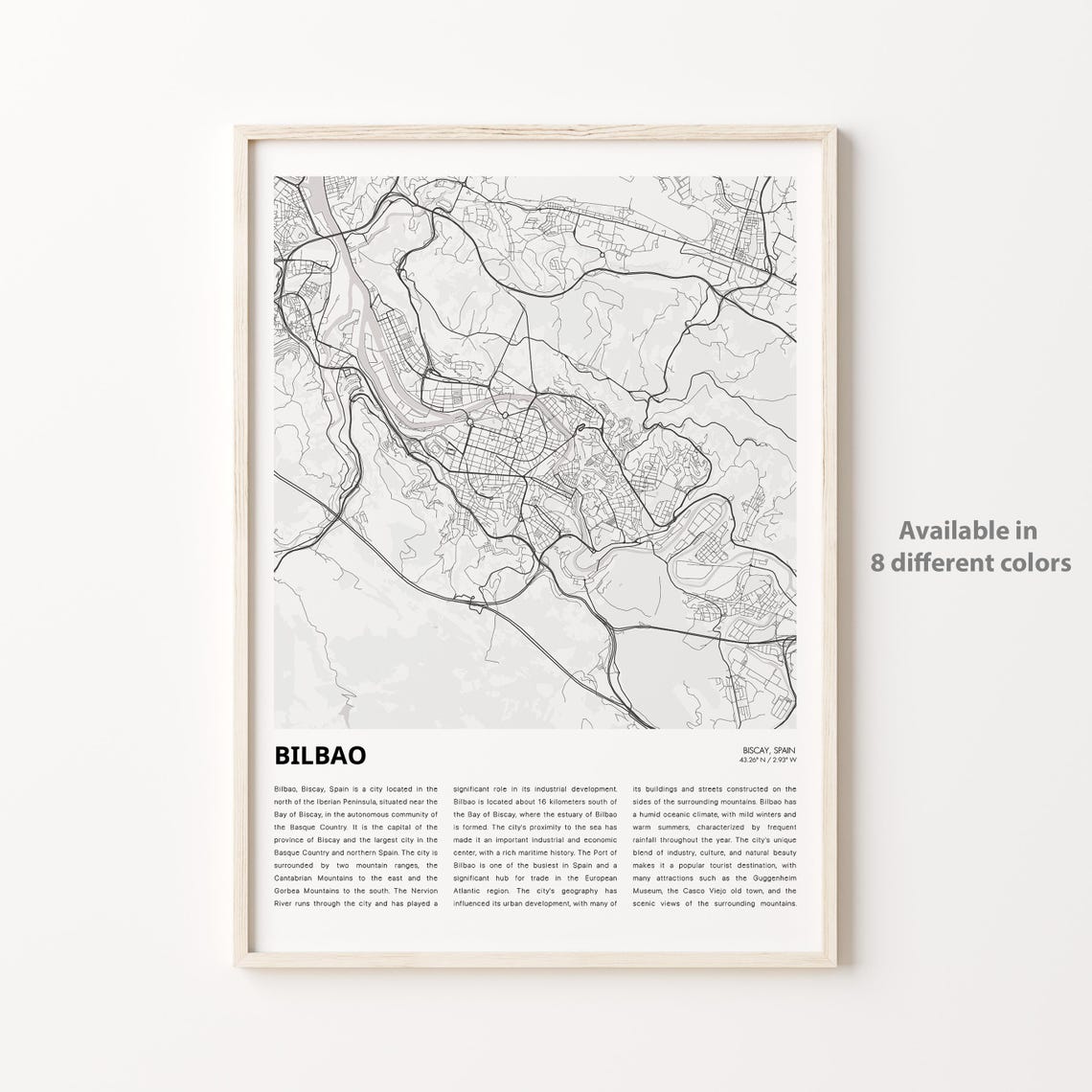 Bilbao Spain Minimalist City Map Travel Poster For Home Decor