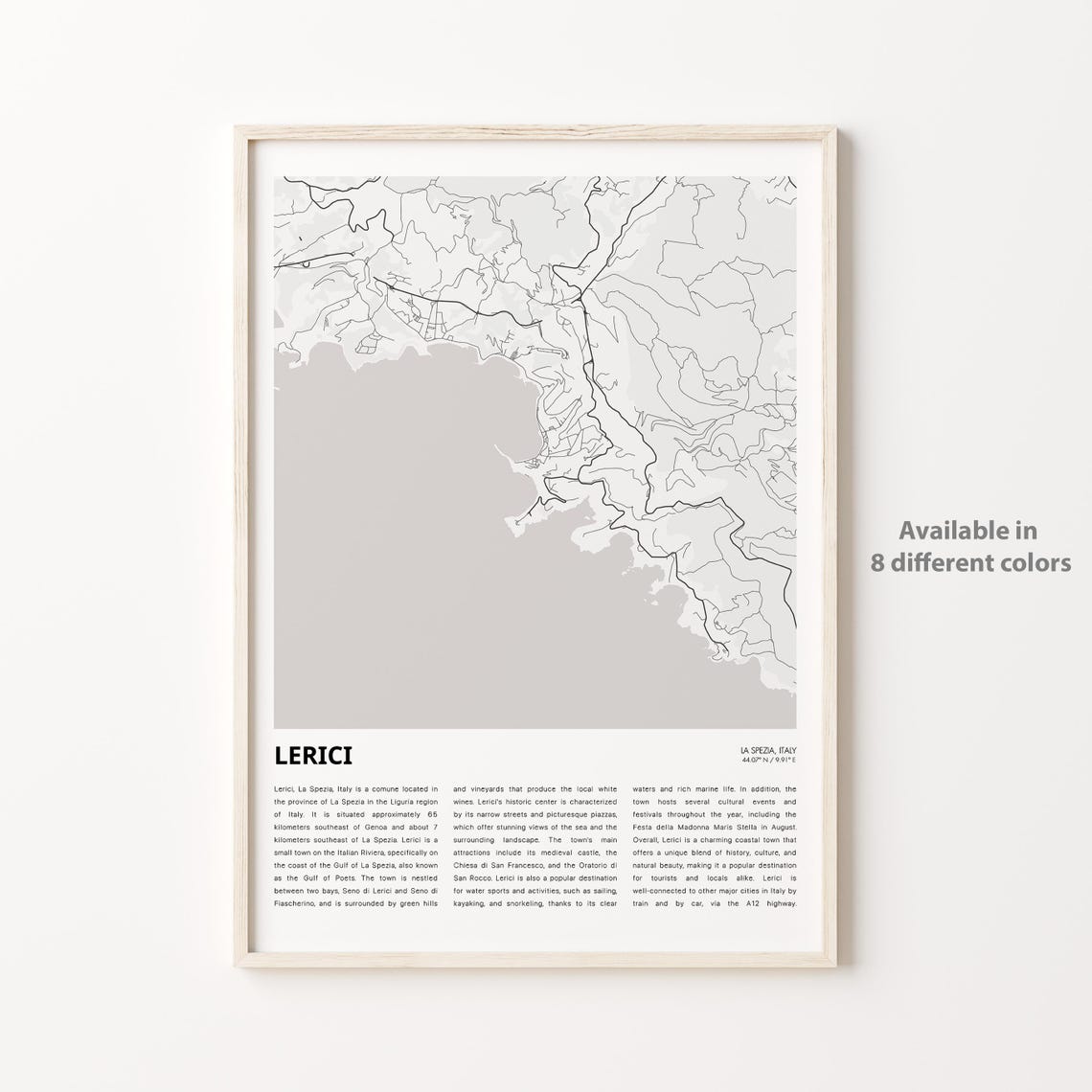 Lerici Map Print Travel Wall Decor Art La Spezia Housewarming Gift