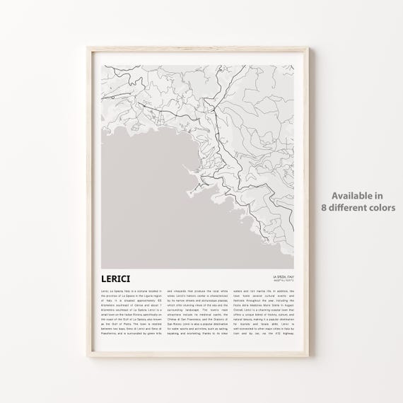 Lerici Map Print Travel Wall Decor Art La Spezia Housewarming Gift