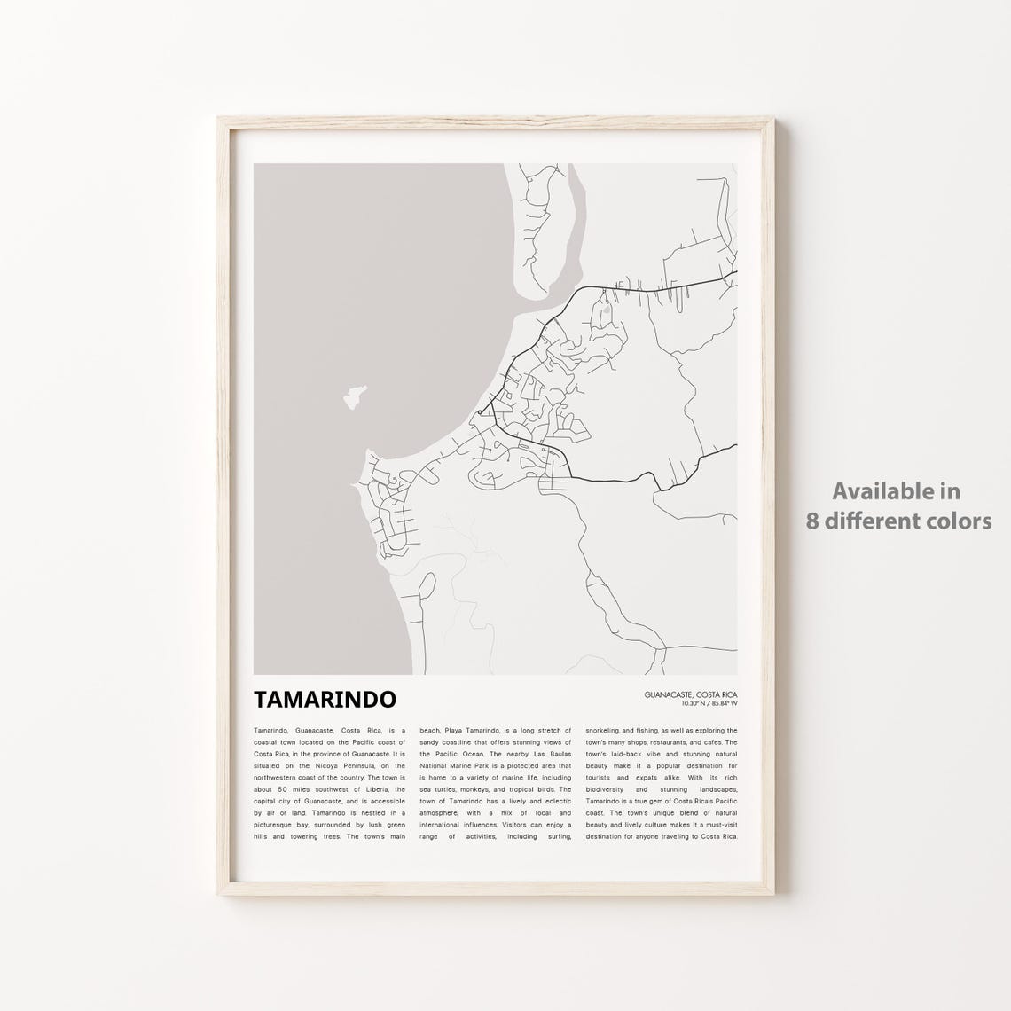 Tamarindo Costa Rica Minimalist City Map Street Art Travel Poster