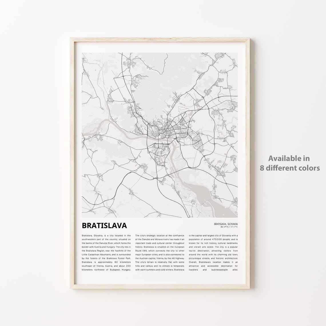 Bratislava Map Print Travel Wall Decor Art Housewarming Gift