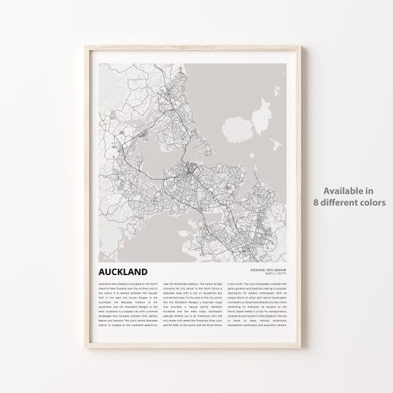 Auckland Map Print Travel Wall Decor Art Housewarming Gift Personalized Poster