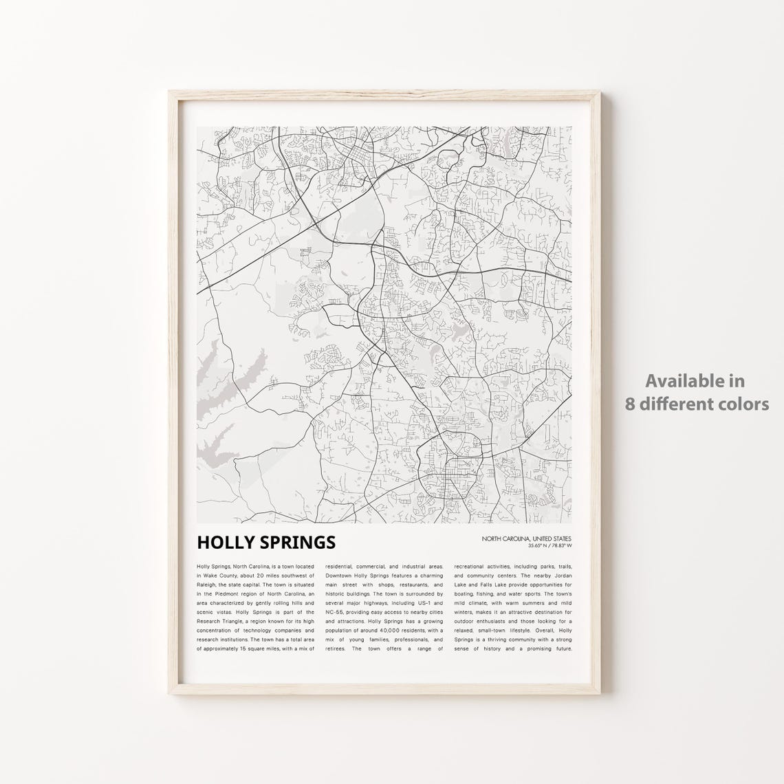 Holly Springs North Carolina Minimalist City Map Travel Poster