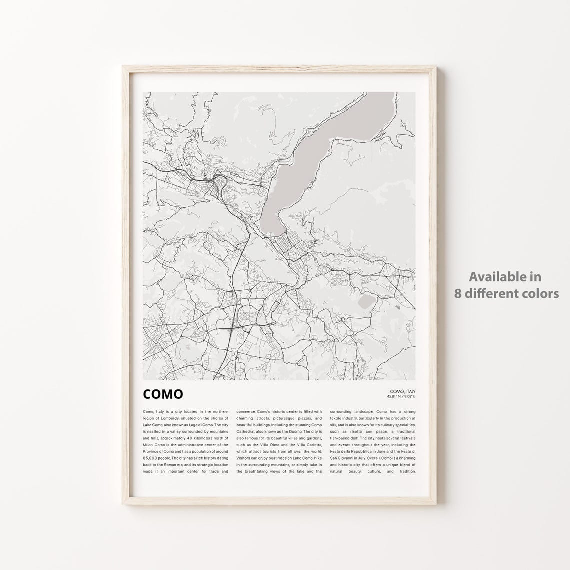 Como Map Print Travel Wall Decor Art Housewarming Gift