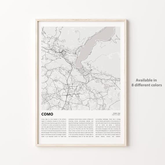 Como Map Print Travel Wall Decor Art Housewarming Gift