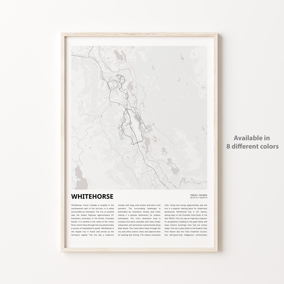 Whitehorse Yukon Canada Minimalist City Street Map Travel Poster