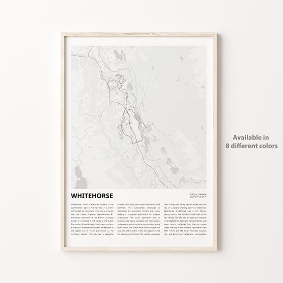 Whitehorse Yukon Canada Minimalist City Street Map Travel Poster