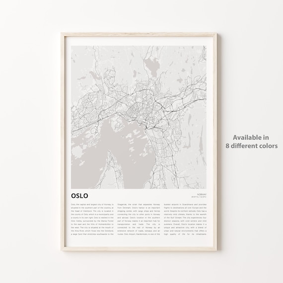 Oslo Norway Full City Map Poster With Descriptive History Text