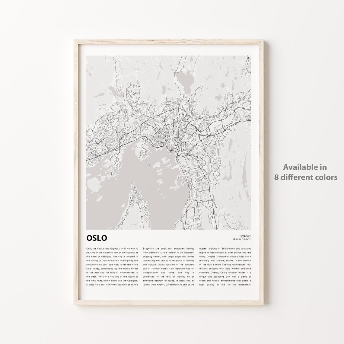 Oslo Norway Full City Map Poster With Descriptive History Text