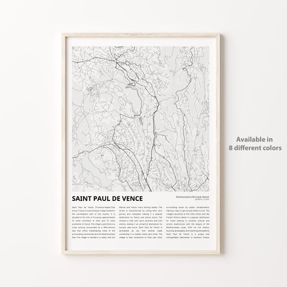 Saint Paul de Vence France Village Map Poster Gift Travel Decor