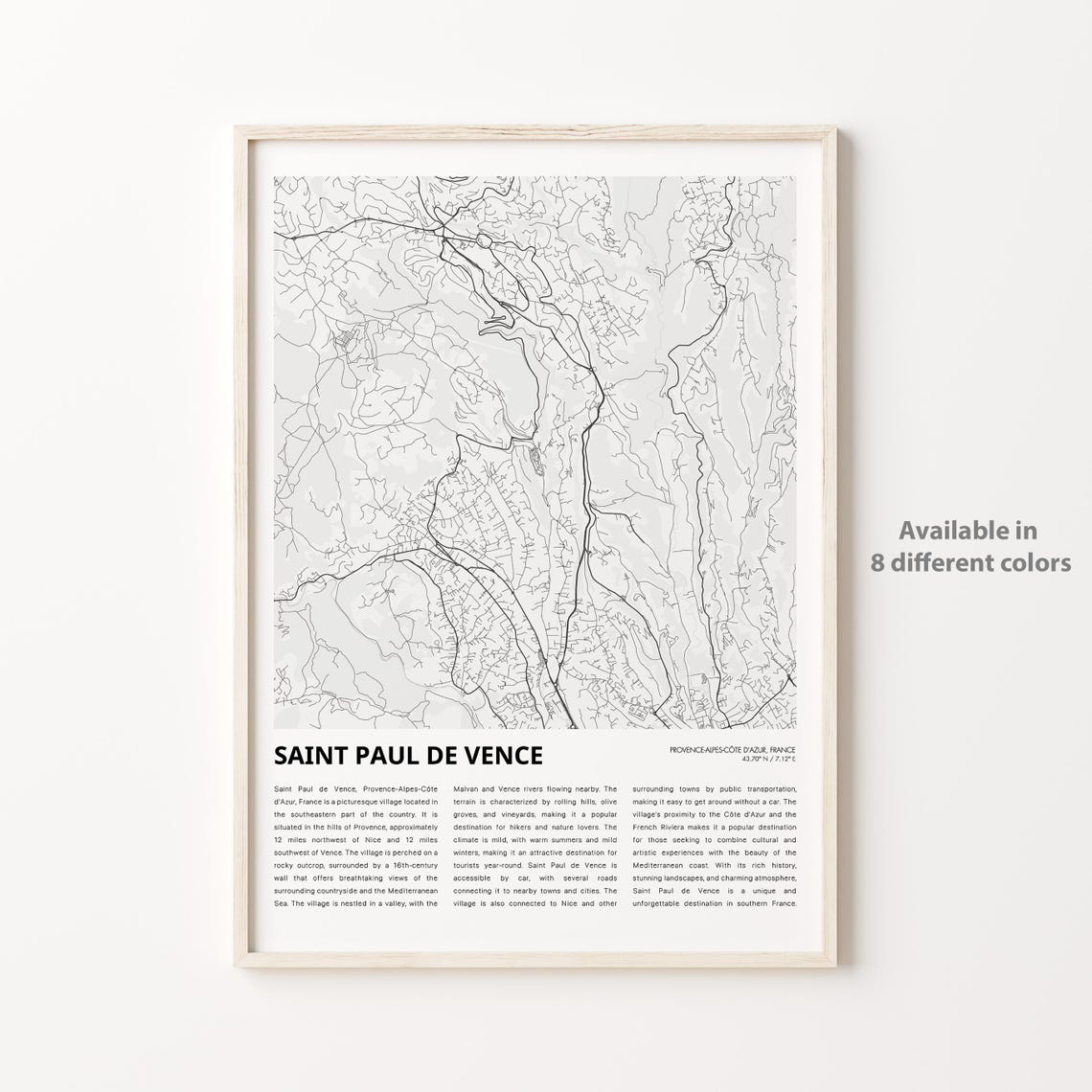 Saint Paul de Vence France Village Map Poster Gift Travel Decor