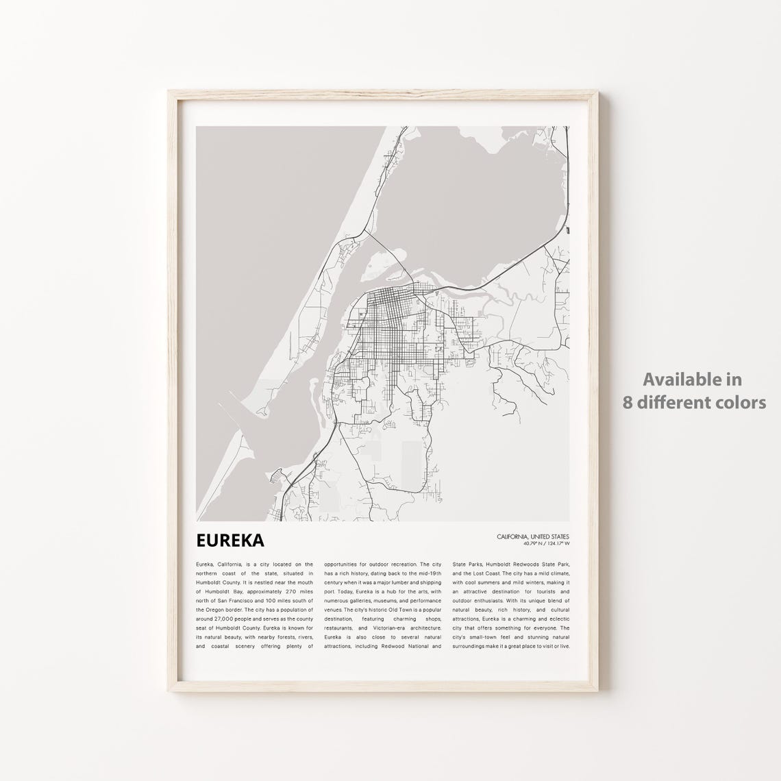 Eureka Map Print Travel Wall Decor Art Housewarming Gift