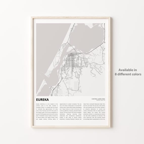 Eureka Map Print Travel Wall Decor Art Housewarming Gift
