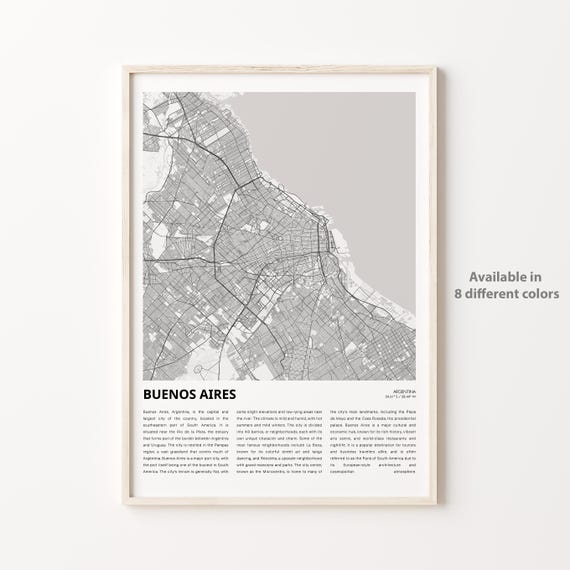 Buenos Aires Map Print Travel Wall Decor Art Housewarming Gift