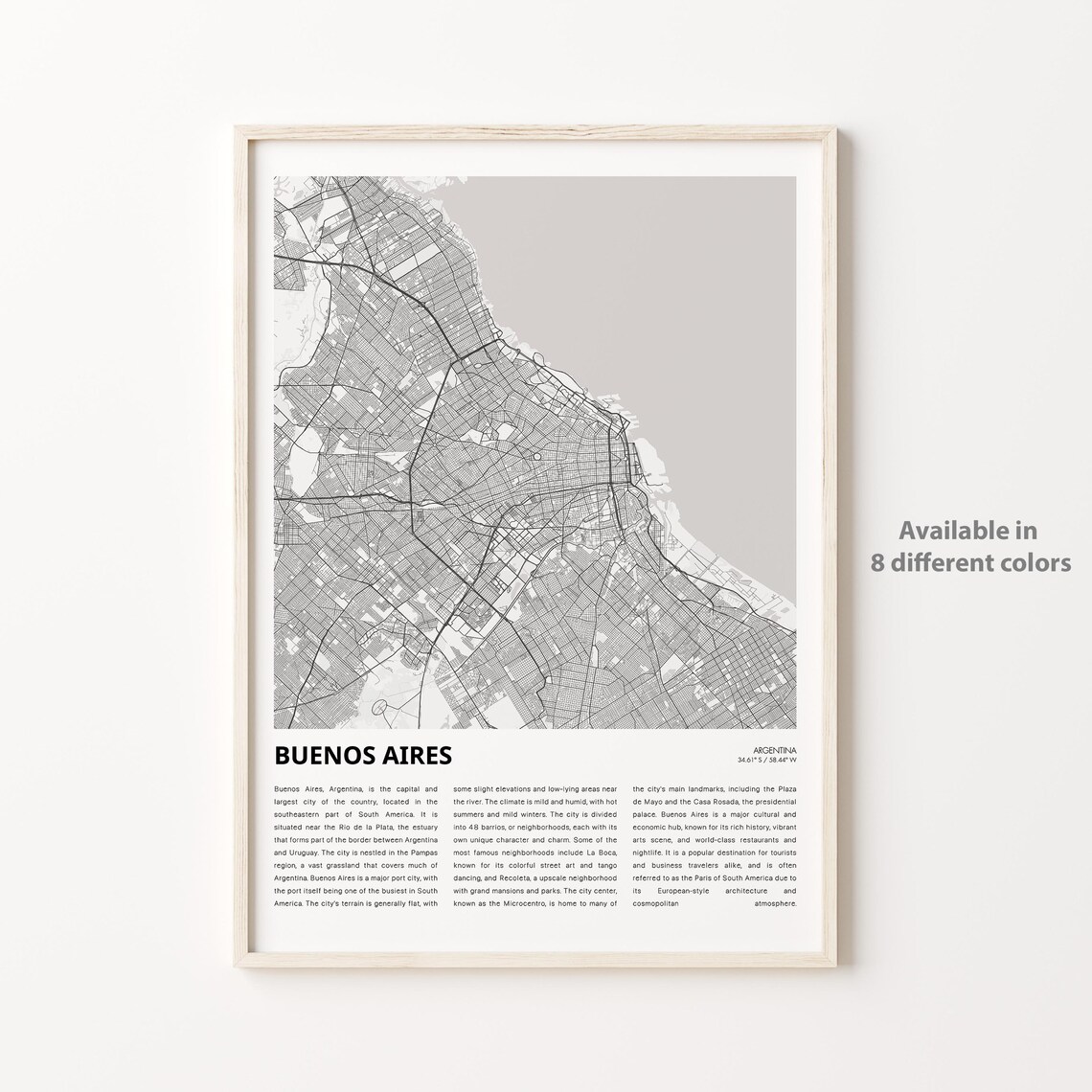 Scenic Buenos Aires Argentina Capital City Minimalist Map Poster