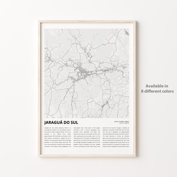 Jaragua do Sul Brazil Minimalist Black and White City Map Poster Travel