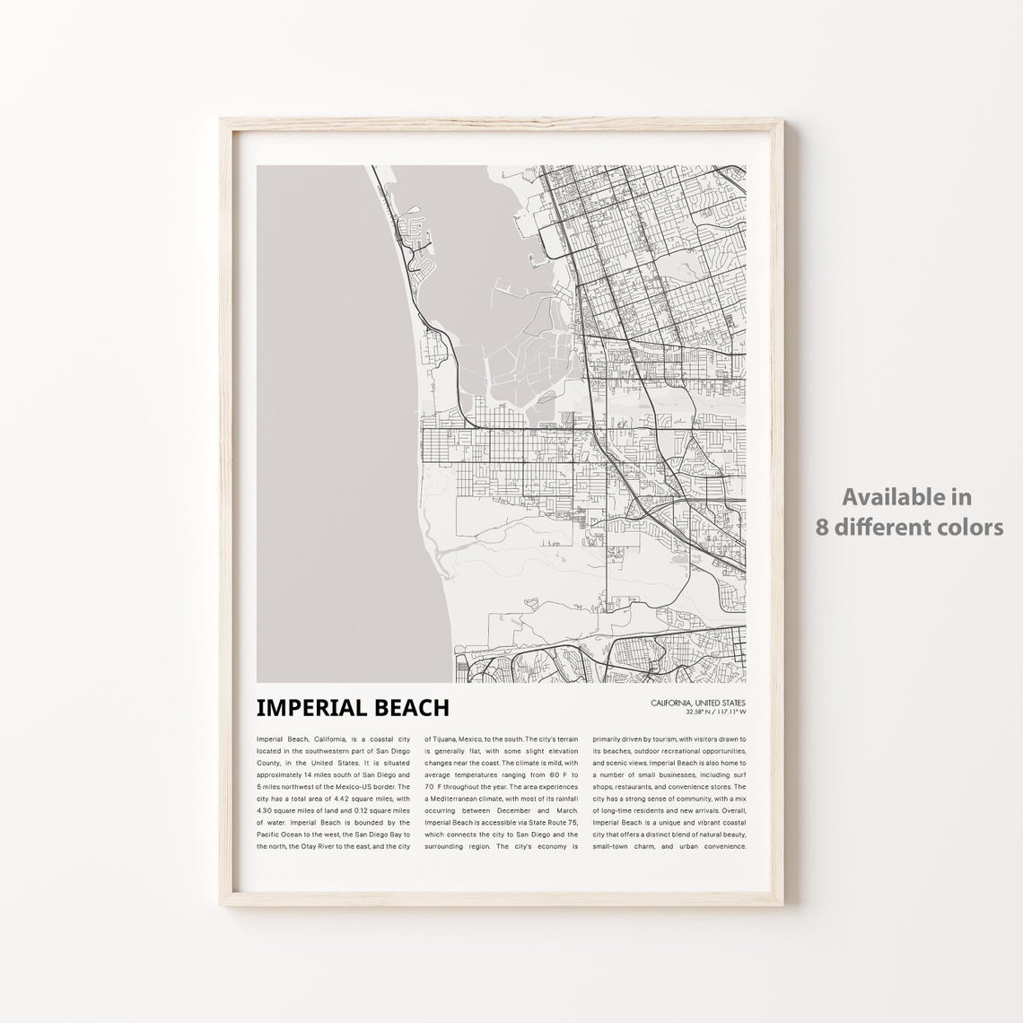 Imperial Beach Map Print Travel Wall Decor Art Housewarming Gift