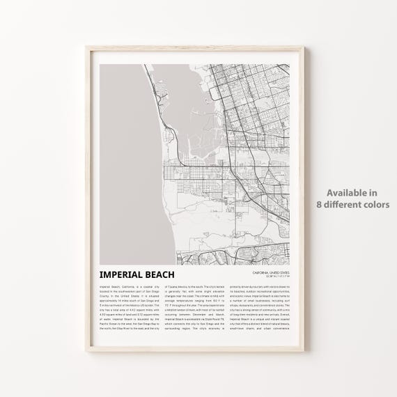 Imperial Beach Map Print Travel Wall Decor Art Housewarming Gift