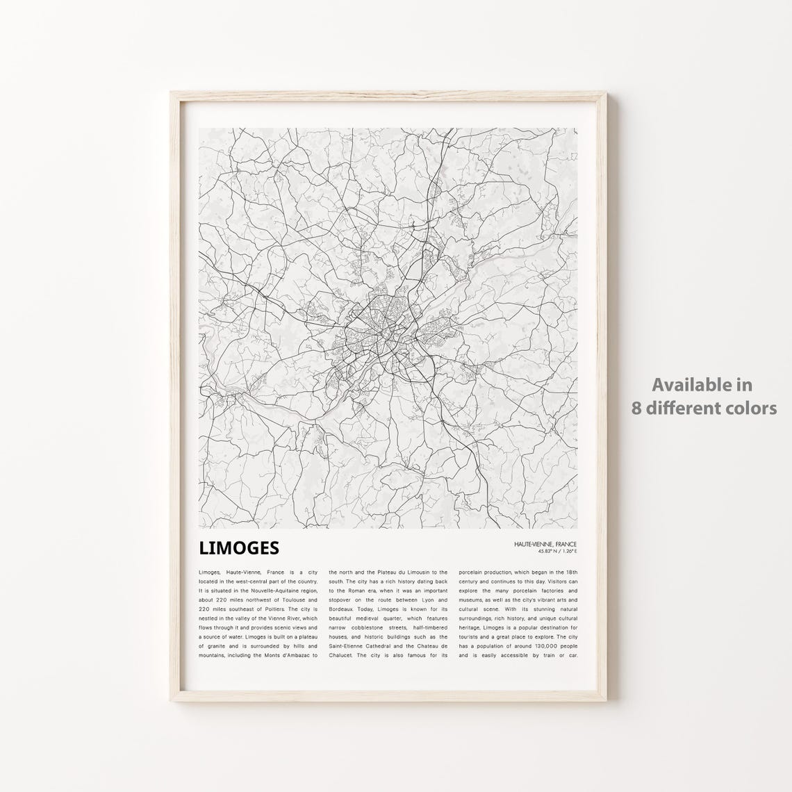 Limoges Map Print Travel Wall Decor Art Hautevienne Housewarming Gift