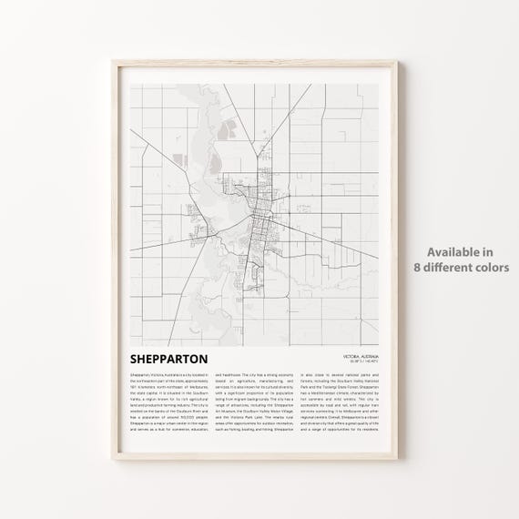 Shepparton Minimalist City Map Wall Decor Victoria Australia Poster