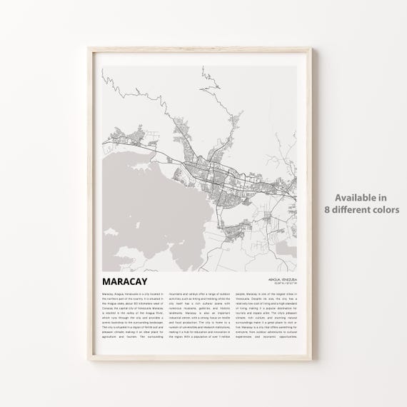 Maracay Map Print Travel Wall Decor Art Aragua Housewarming Gift