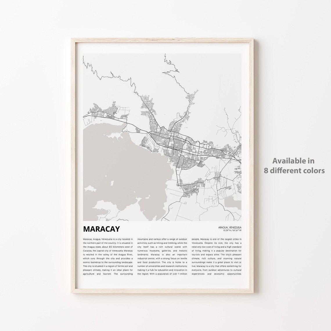 Maracay Aragua Venezuela City Street Map Minimalist Travel Poster