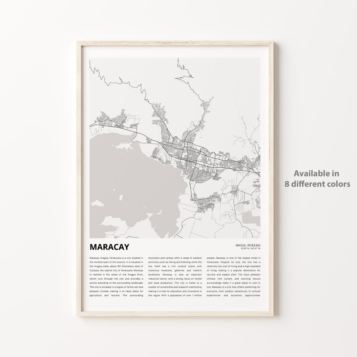 Maracay Map Print Travel Wall Decor Art Aragua Housewarming Gift