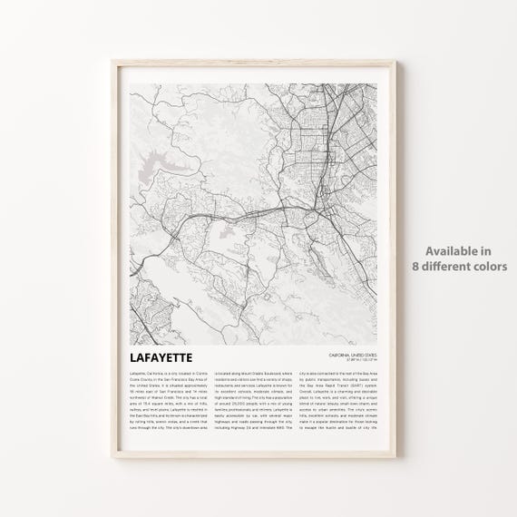 Lafayette Map Print Travel Wall Decor Art Housewarming Gift