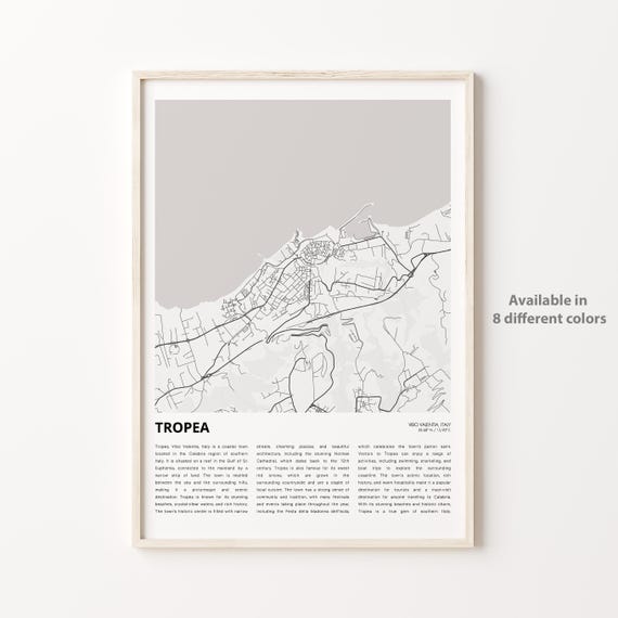 Tropea Italy Minimalist Coastal Town Map Line Art Decor Wall Poster