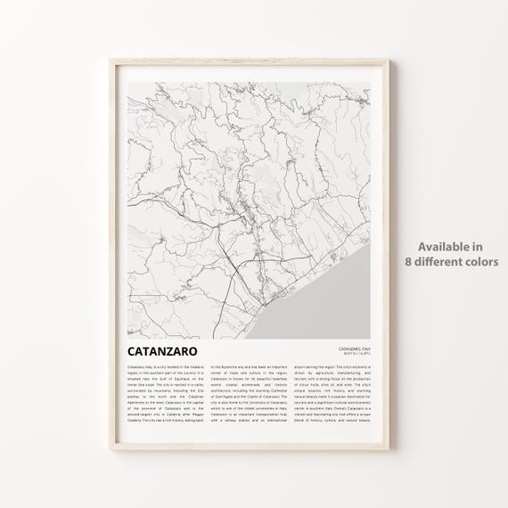 Catanzaro Map Print Travel Wall Decor Art Housewarming Gift