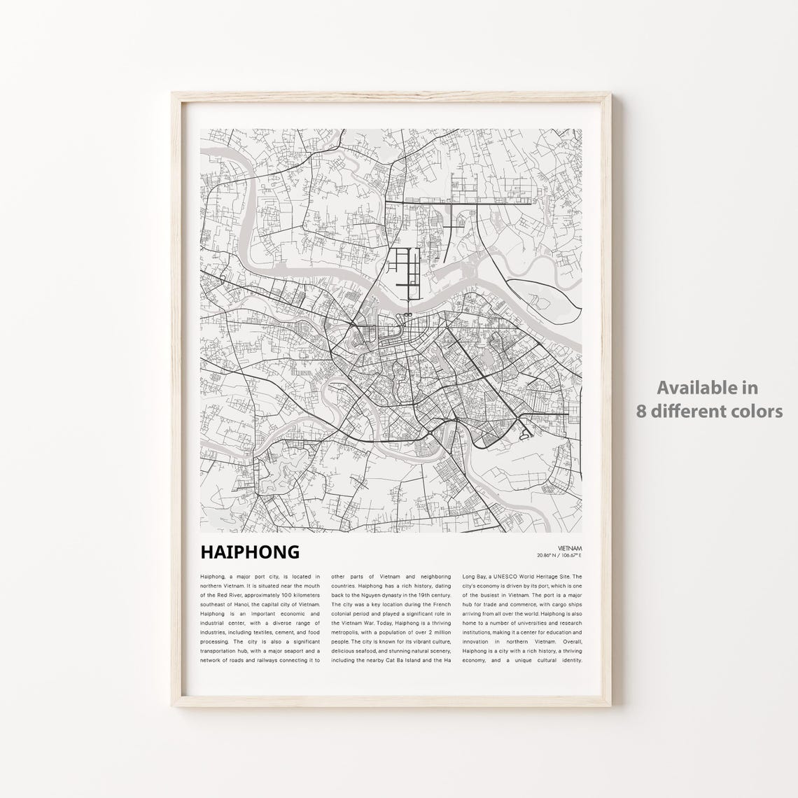 Haiphong Map Print Travel Wall Decor Art Housewarming Gift