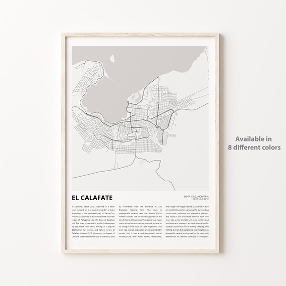 El Calafate Argentina Minimalist City Street Map Travel Poster