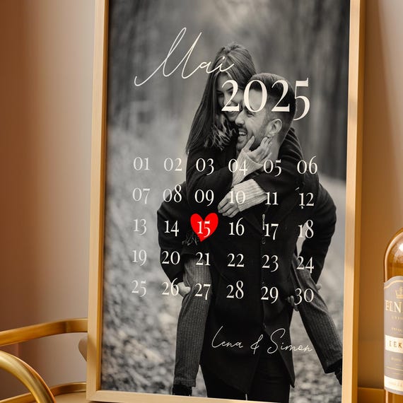 Custom Photo Calendar Print With Special Date Highlight Wedding Anniversary Engagement Gift A3a4 Framed