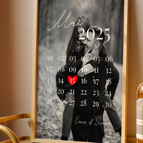 Personalized Photo Calendar May 2025 Special Date Anniversary Gift Print