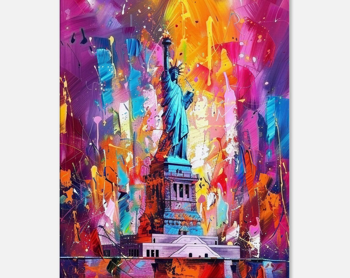Statue of Liberty Full Figure Vibrant Splash Pop Art New York Poster